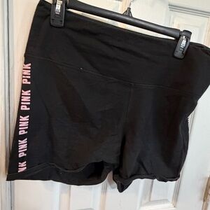 PINK Victoria's Secret Black Bike Shorts with Pink Side Logo
